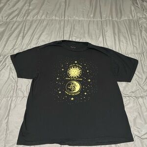 Pacsun One-Size OS Black Sun & Moon Graphic Tee with Gold Print
